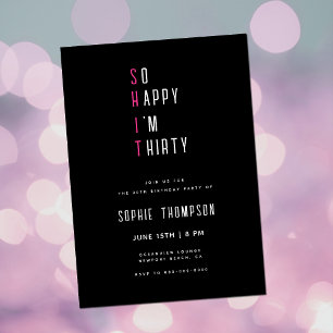 So Happy Im Thirty Funny Black 30th Birthday Party Invitation