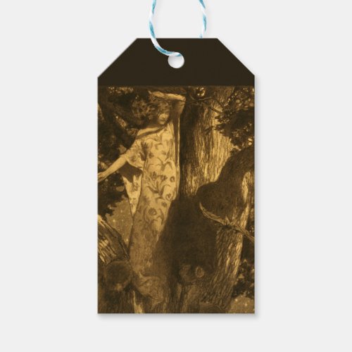 So haunted Moonlight Ghostly Girl Bat  Owl Gift Tags