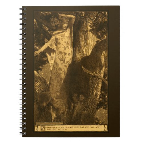 So haunted Moonlight Ghostly Girl Bat  Owl Notebook