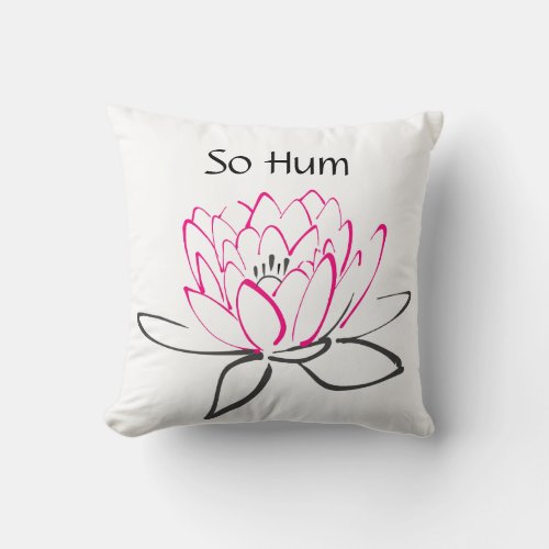 So Hum Pink Black Lotus Pillow