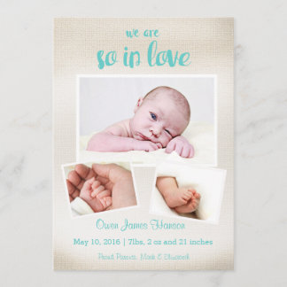 So In Love Baby Boy Birth Announcement