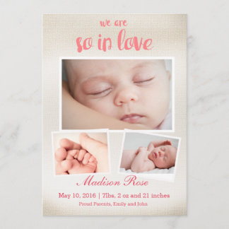 So in love Baby girl Birth announcement