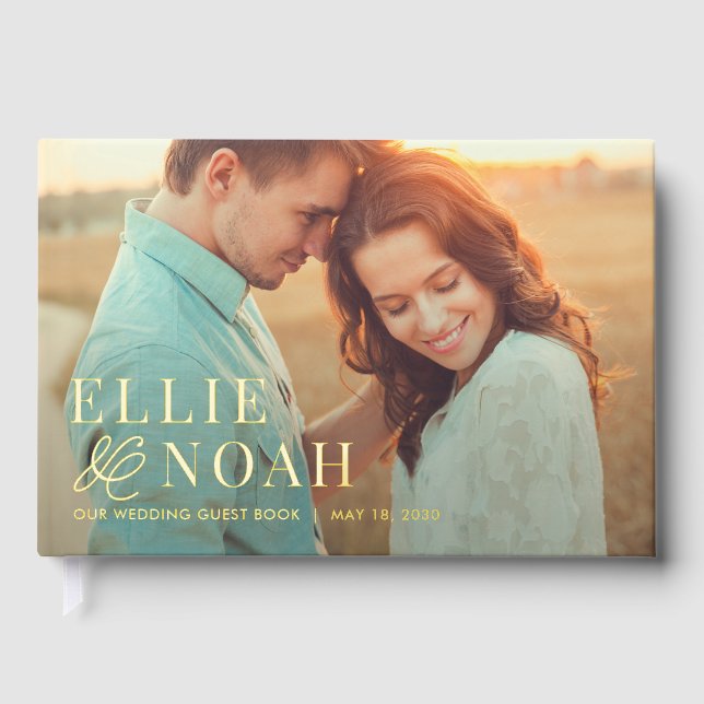 So In Love Editable Color Foil Wedding Guestbook (Front)