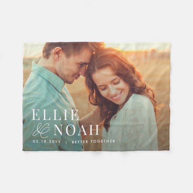 So In Love Personalized Couple Photo Blanket (Front (Horizontal))