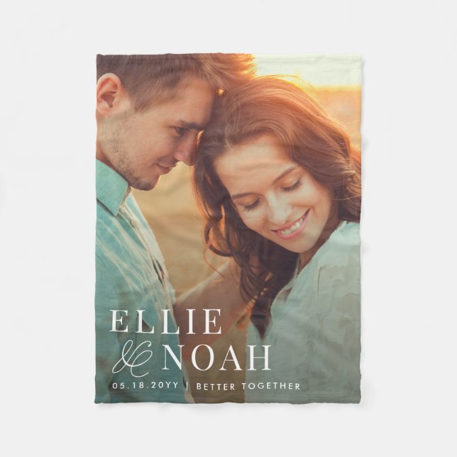 So In Love Personalized Couple Photo Blanket (Front)