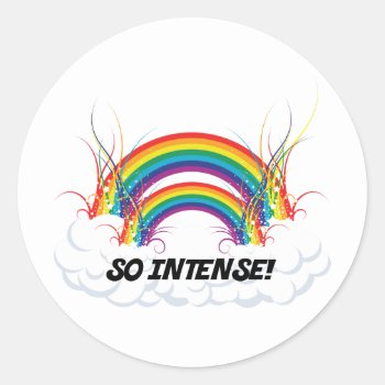 So Intense Double Rainbow Classic Round Sticker by VoXeeD at Zazzle