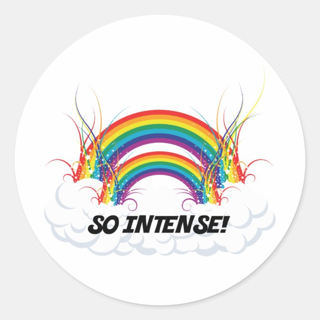 SO INTENSE DOUBLE RAINBOW CLASSIC ROUND STICKER (Front)