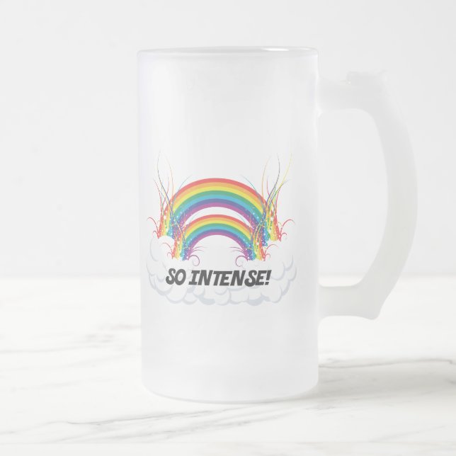 SO INTENSE DOUBLE RAINBOW FROSTED GLASS BEER MUG (Right)
