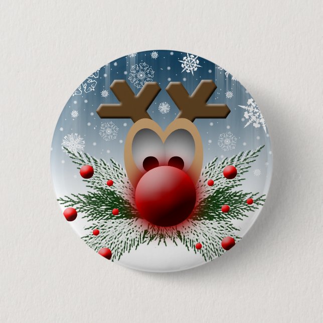 So It Glows Reindeer Xmas Holiday Christmas Pinback Button (Front)