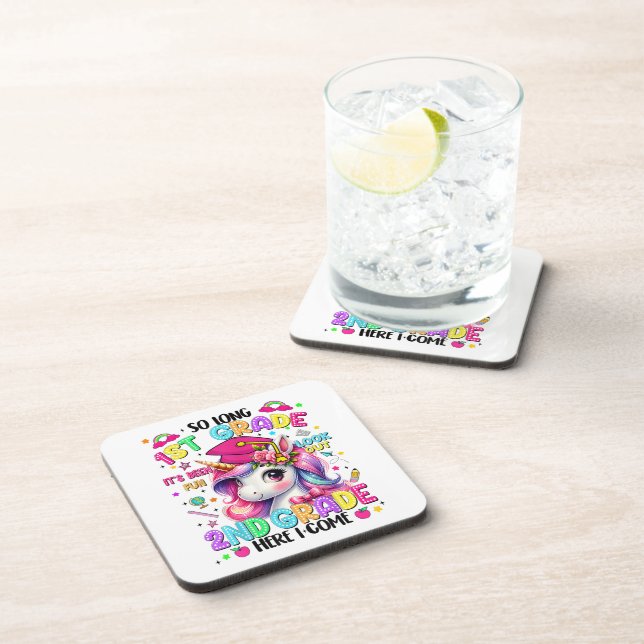 So Long 1st Grade 2nd Grade Here I Come Beverage Coaster (Right Side)