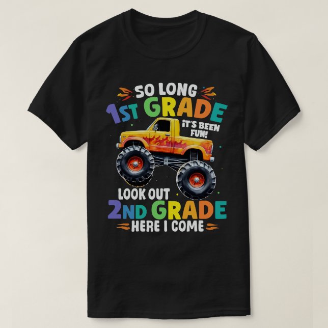 So Long 1st Grade Graduation Monster Truck T-Shirt (Design Front)