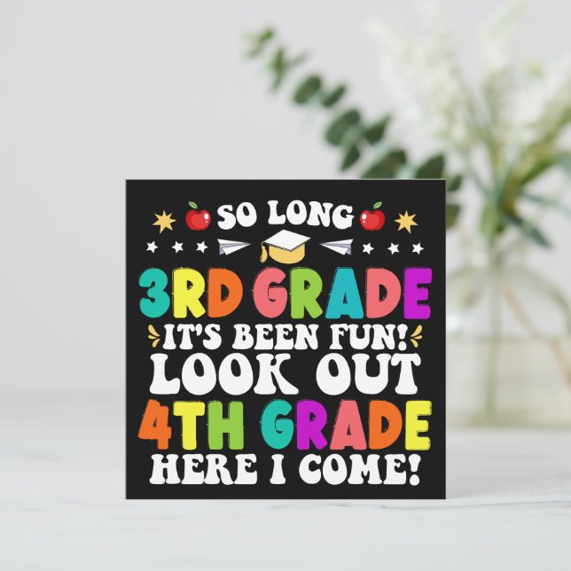 So Long 3rd Grade Look Out 4th Grade Graduation Announcement (Standing Front)