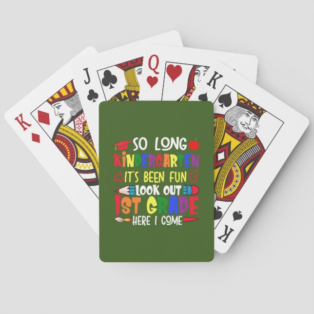 So Long Kindergarten First Grade Teacher Poker Cards (Back)