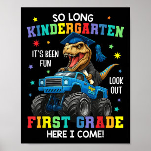 So Long Kindergarten Graduation Cl 2025 Dinosaur K Poster