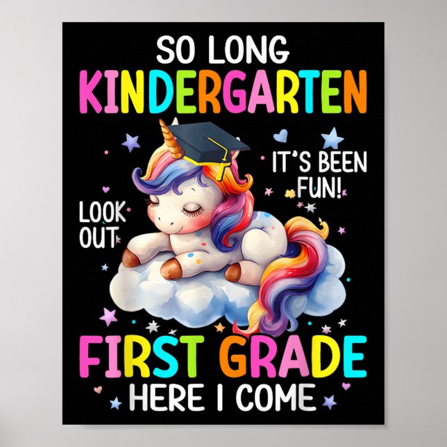 So Long Kindergarten Graduation Cl 2025 Unicorn Ki Poster (Front)