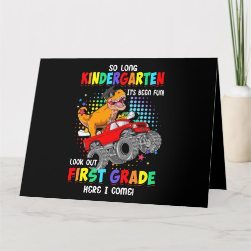 So Long Kindergarten Graduation Dinosaur Boys Kids Card