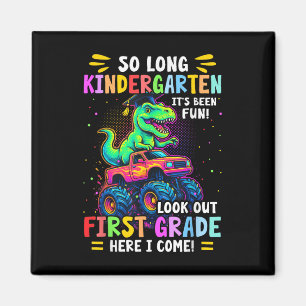 So Long Kindergarten Graduation Monster Truck Dino Magnet
