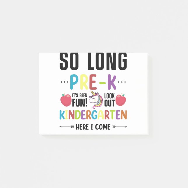 So Long Pre-K Kindergarten Here I Come Pre-k Post-it Notes (Front)