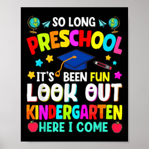 So Long Preschool Graduation Graduate Teacher Kid Poster