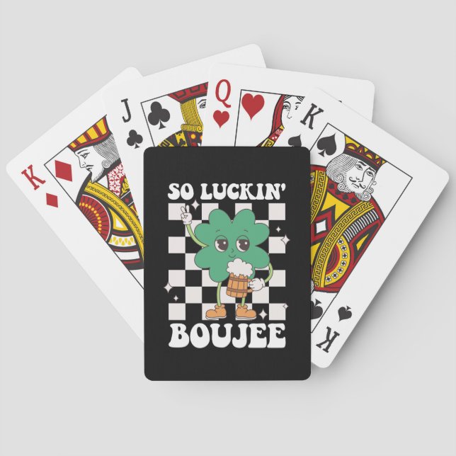 So Luckin' Boujee Lucky Shamrock St Patrick's Day Poker Cards (Back)