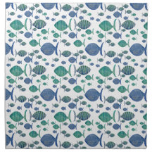 So Many Blue Fish Dinner Napkins