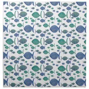 So Many Blue Fish Dinner Napkins 