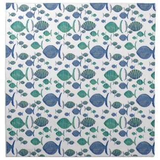 So Many Blue Fish Dinner Napkins