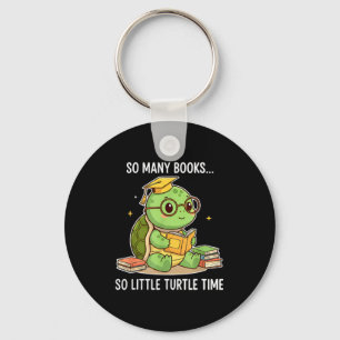 So Many Books Little Time Turtle Scholar Keychain