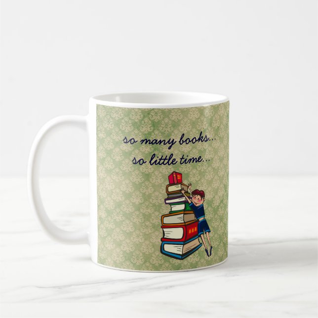 so many books, so little time girl with books coffee mug (Left)