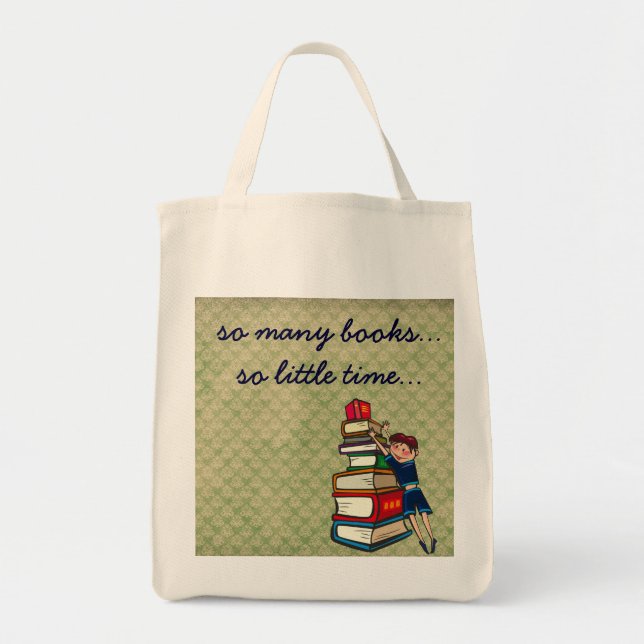 so many books, so little time girl with books tote bag (Front)
