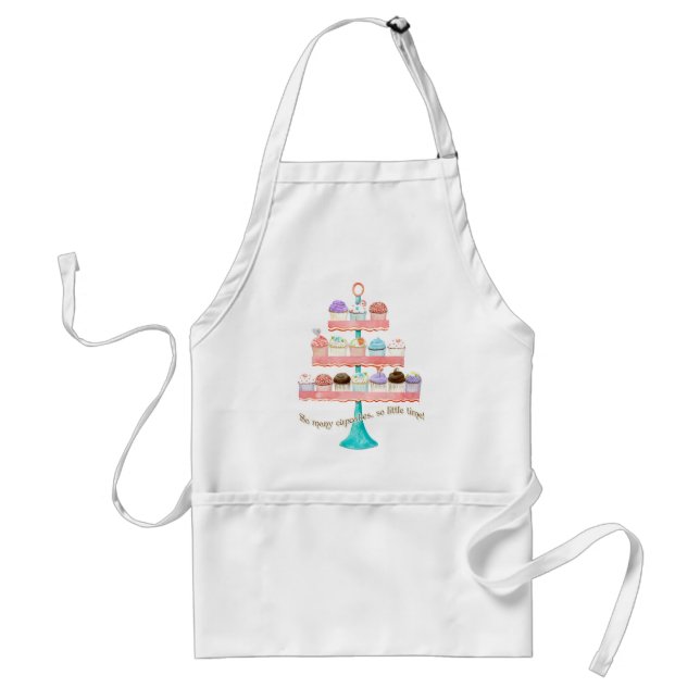 So Many Cupcakes, so Little Time!  Cupcake Art Adult Apron (Front)