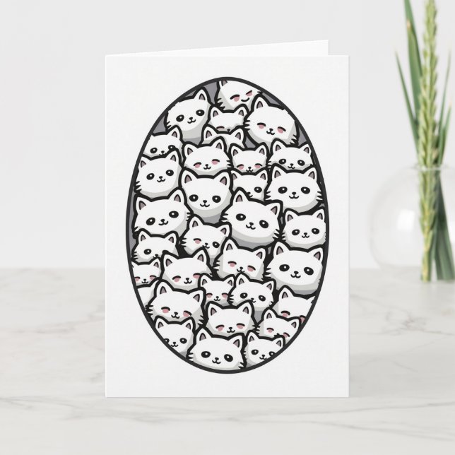 So Many Cute Cats Oval Card (Front)