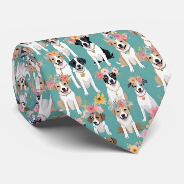 So Many Dogs Wearing Flower Crowns Neck Tie (Rolled)
