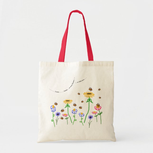 'So Many Flowers' Bees and flowers Tote Bag. (Front)