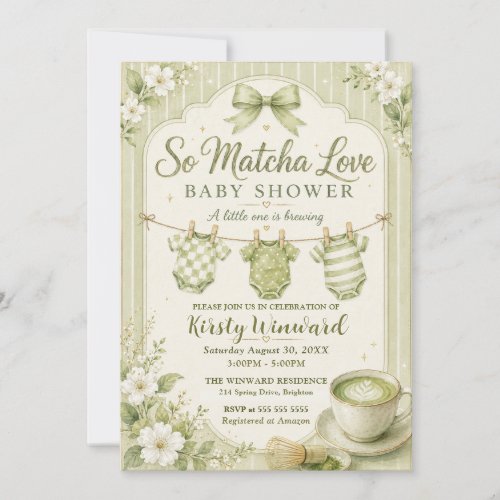 So Matcha Love Baby Shower Invitation