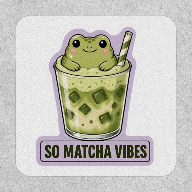 So Matcha Vibes Cute Kawaii Frog Meme Patch (Front)