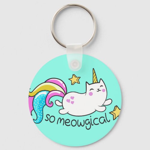 So Meowgical Cute Unicorn kitty glitter sparkles Keychain