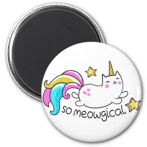 So Meowgical Cute Unicorn kitty glitter sparkles Magnet