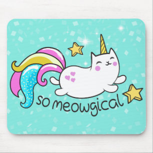 So Meowgical Cute Unicorn kitty glitter sparkles Mouse Pad