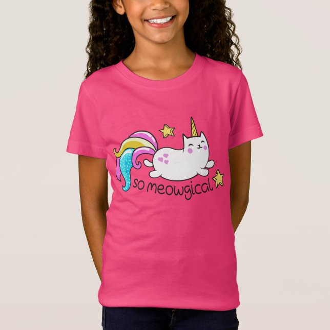 So Meowgical Cute Unicorn kitty glitter sparkles T-Shirt (Front)
