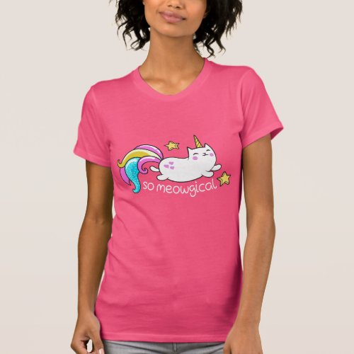 So Meowgical Cute Unicorn kitty glitter sparkles T_Shirt