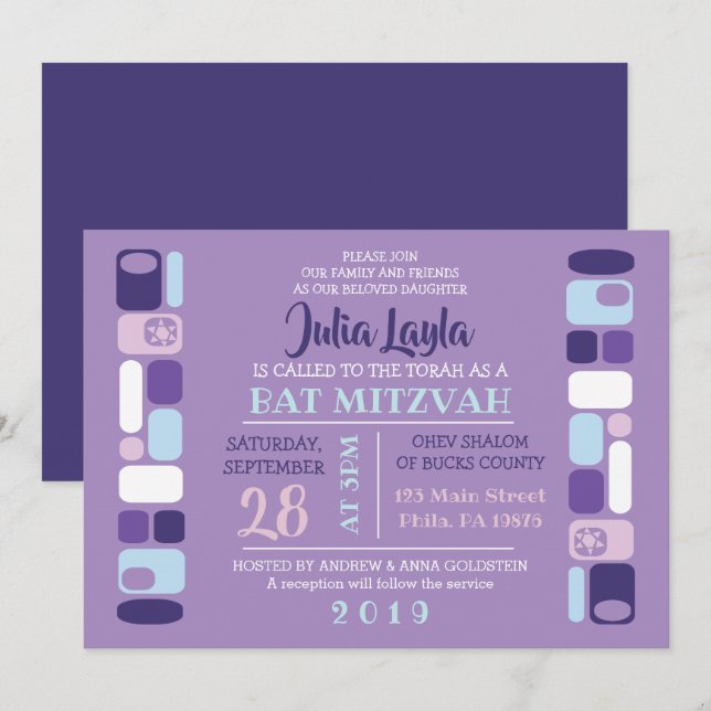 SO MOD Bat Mitzvah Invitation (Front/Back)