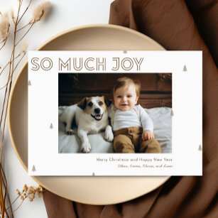 So Much Joy Family Pet Dog Baby Photo Christmas Holiday Card
