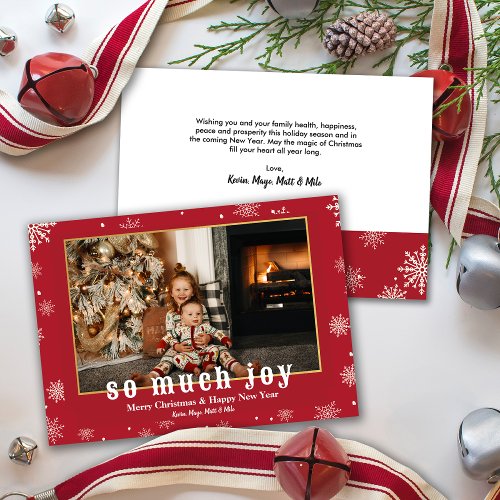 So Much Joy Funny Christmas Family Photo  Holiday Card