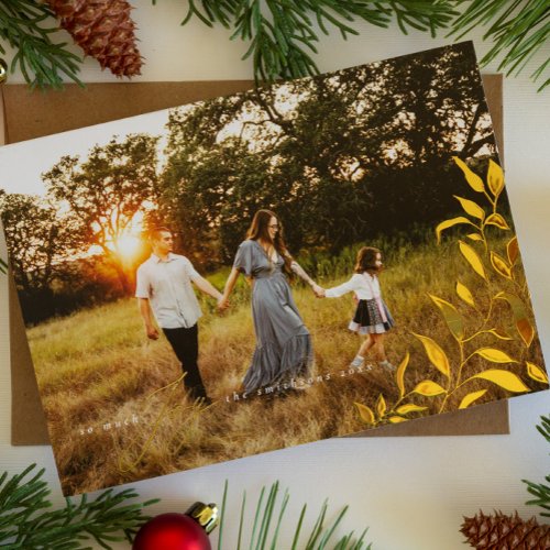 So Much Joy Gold Foil Christmas Foliage Photo Foil Holiday Card