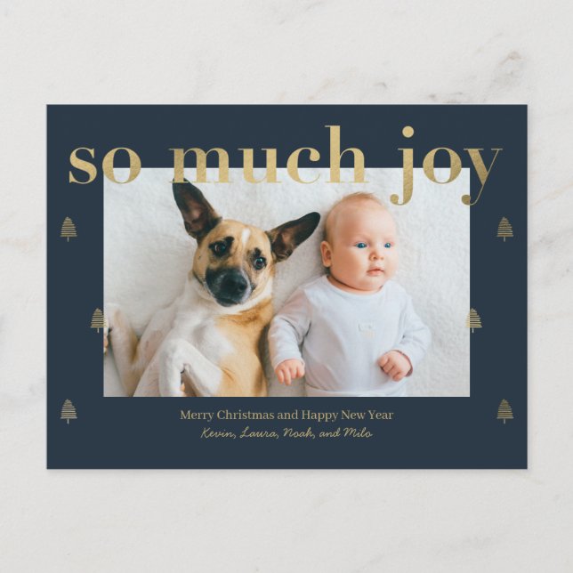 So Much Joy Modern Holiday Postcard (Front)