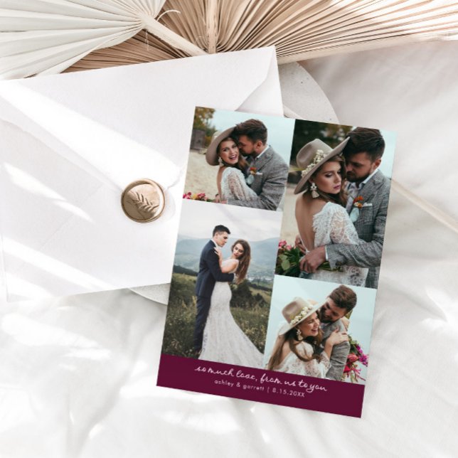 So Much Love Elegant Wedding Photo Cranberry Thank You Card (Creator Uploaded)