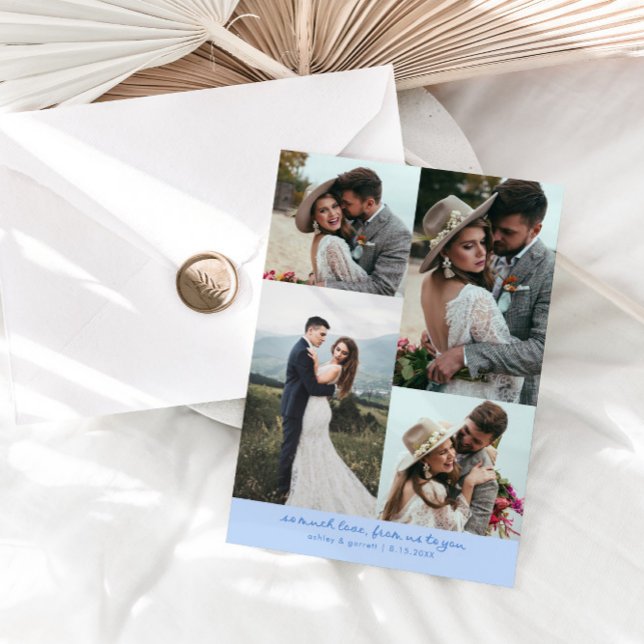 So Much Love Elegant Wedding Photo Icy Blue Thank You Card (Creator Uploaded)