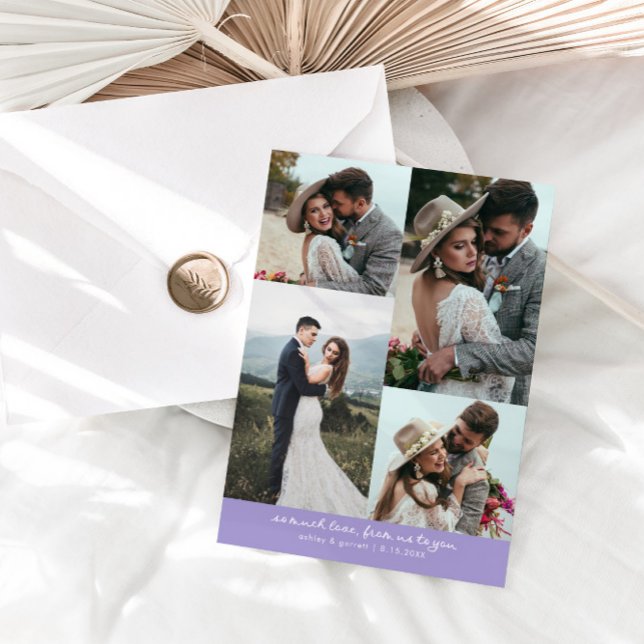 So Much Love Elegant Wedding Photo Lilac Thank You Card (Creator Uploaded)