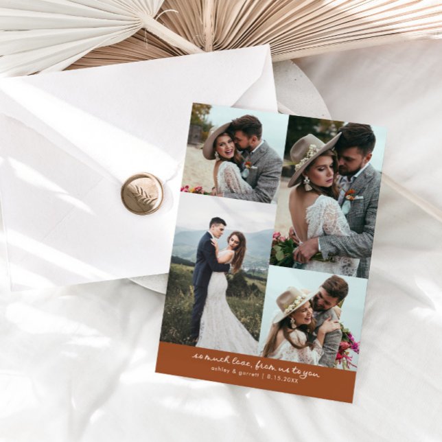 So Much Love Elegant Wedding Photo Terracotta Thank You Card (Creator Uploaded)
